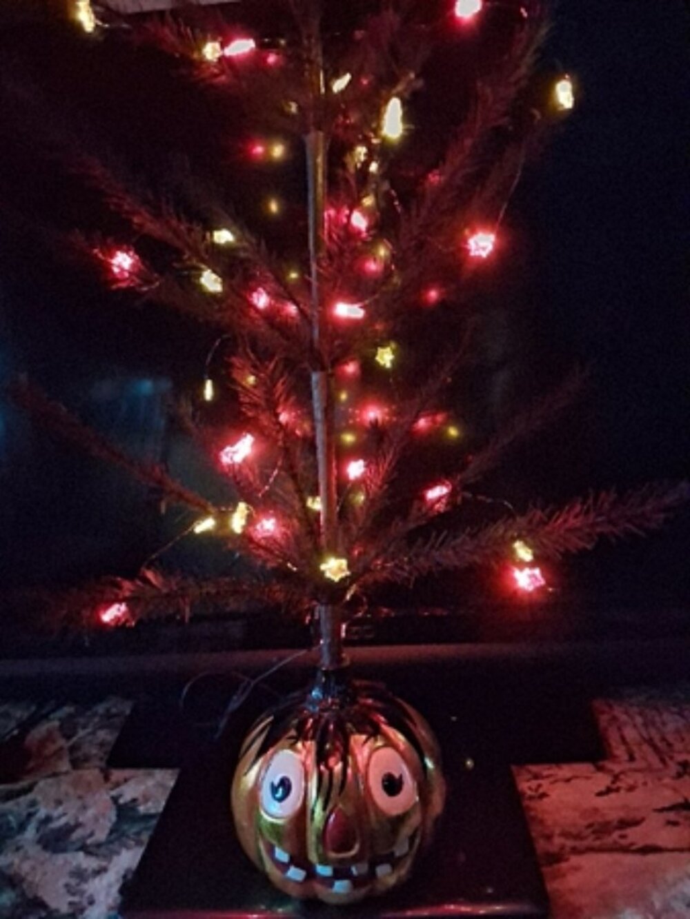 Christopher Radko Black Feather Halloween Tree Jack O' Lantern Pumpkin - Picture 9 of 12